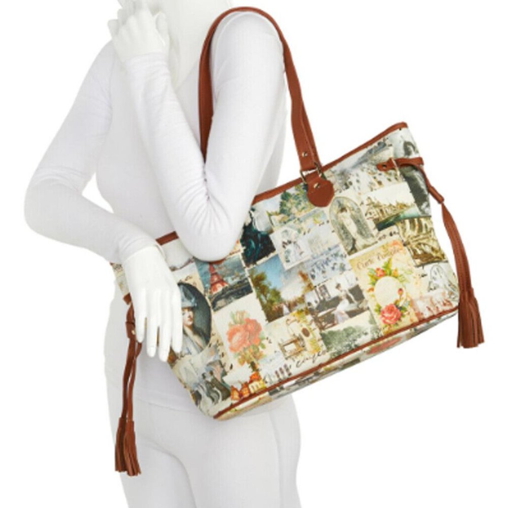 Clever Carriage MEMORIES Leather Tote Shopper Purse Carry On. New With Tags